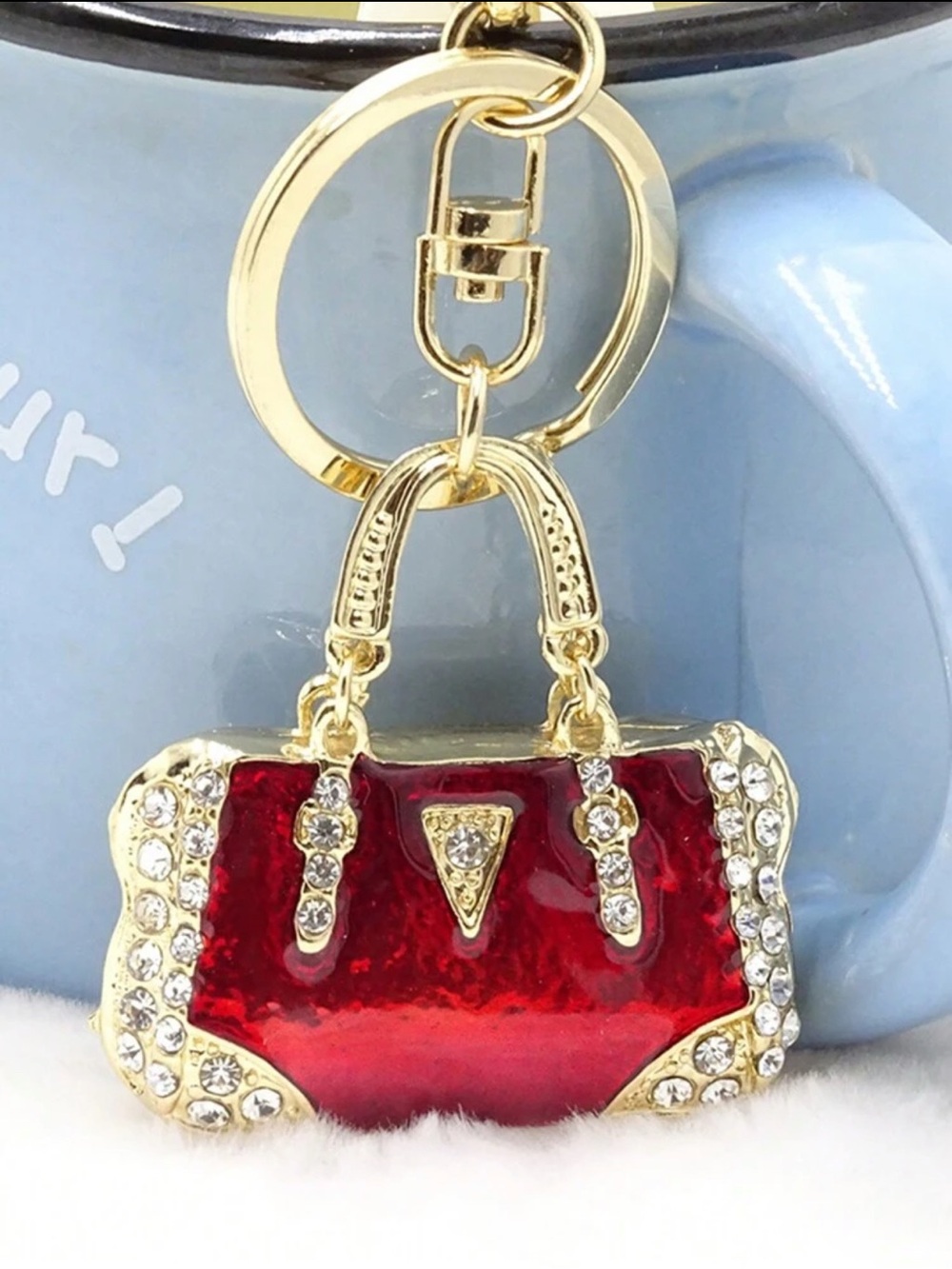 LAST ONE Red Crystal Accent Handbag Keychain - Picture 2 of 3